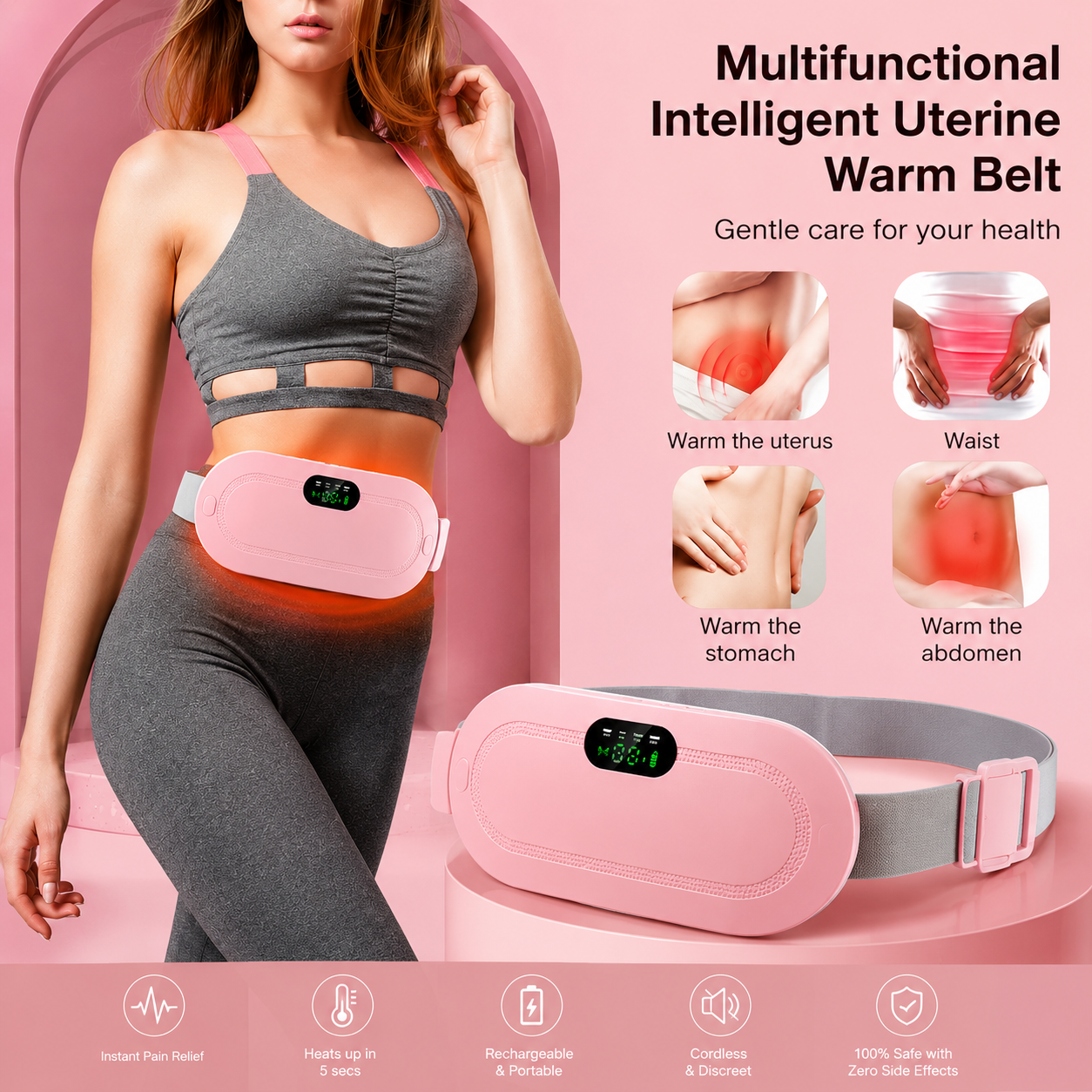 Period Cramp Relief Heating Pad Pain Massager